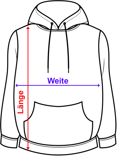 Größentabelle Hoodies Unisex für Erwachsene